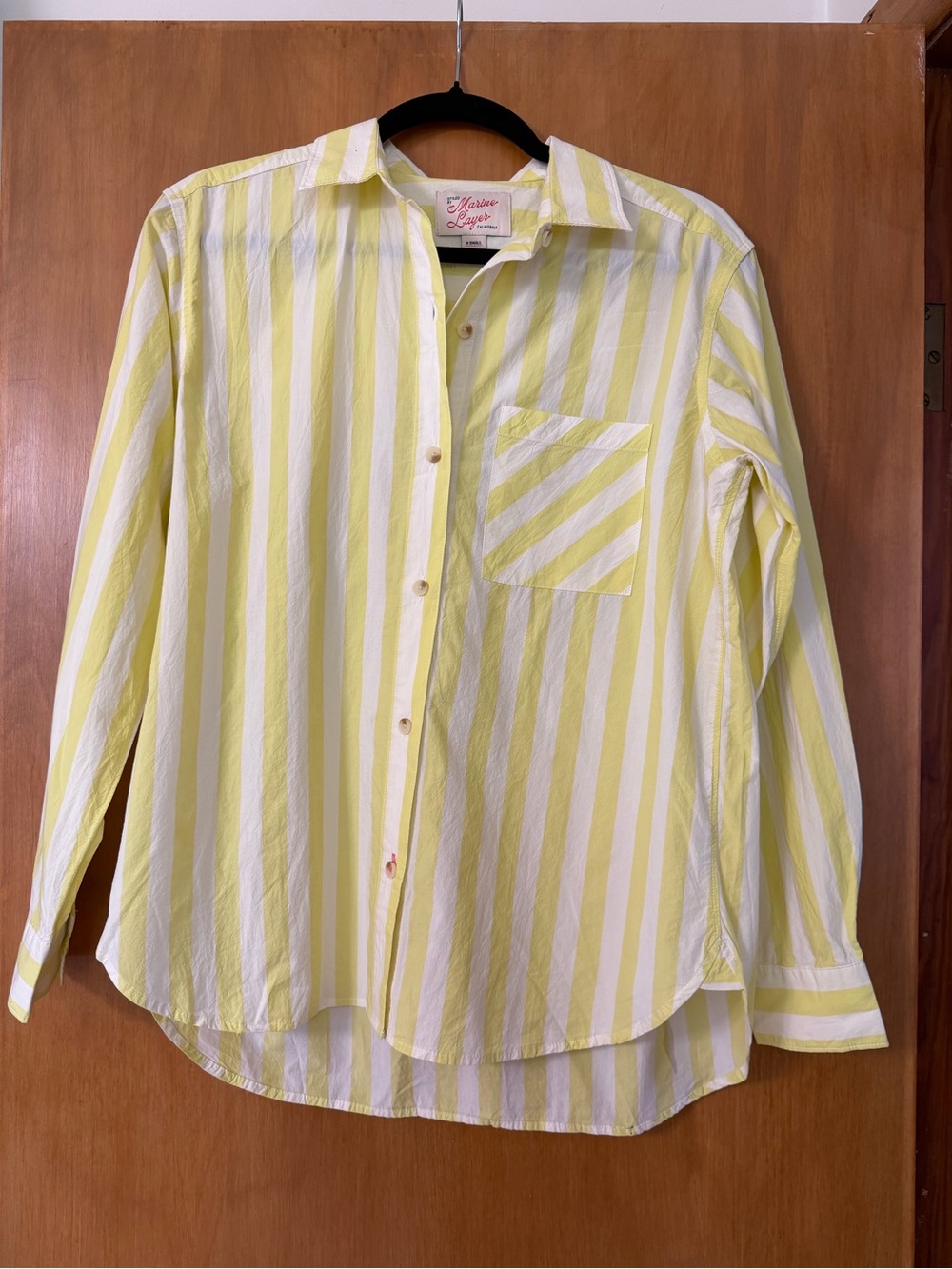NWOT Marine Layer Yellow & White Vertical Stripe Relaxed Button-Down Shirt